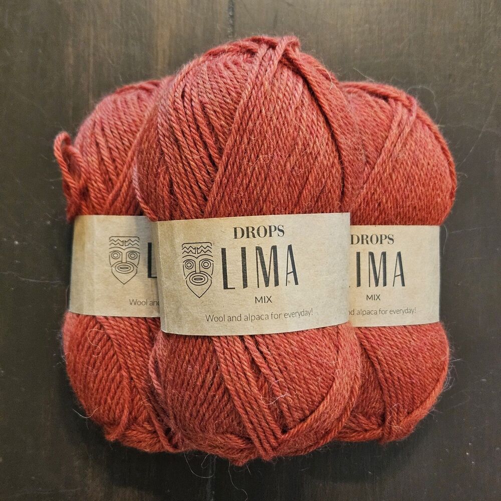 DROPS LIMA 3 Skeins New! Alpaca Wool Mix color RUST  Mix 707 lot 481617